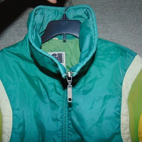 Vintage GH Puffer Jacket Green Yellow Mens M/L Hong Kong Denver Colorado Green